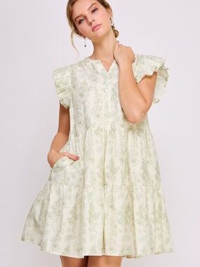 Ruffle Sleeve Floral Mini Dress